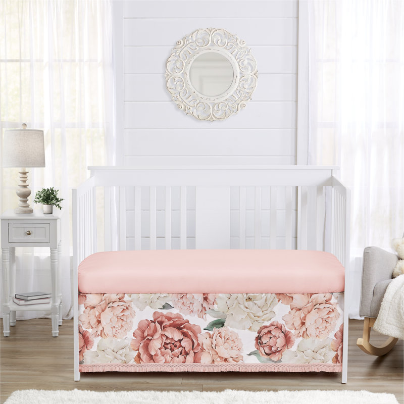 Sweet Jojo Designs Peony Floral Garden Pink and Ivory Dust Ruffle Crib Skirt Fringe by Sweet Jojo Designs Wayfair